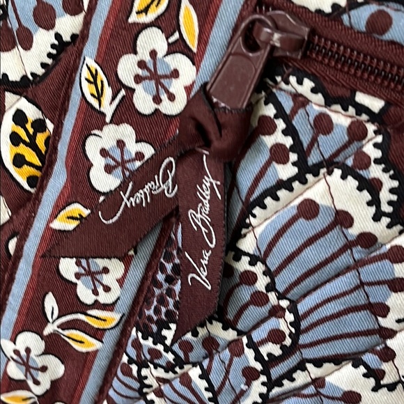 VERA BRADLEY Brown Blue Floral Pattern Crossbody Bag - Picture 3 of 11